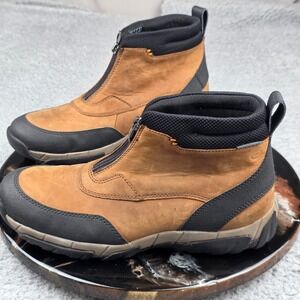 Clarks Mens Grove Zip II Brown Leather Ankle Boots Zipper Closure Size 9M